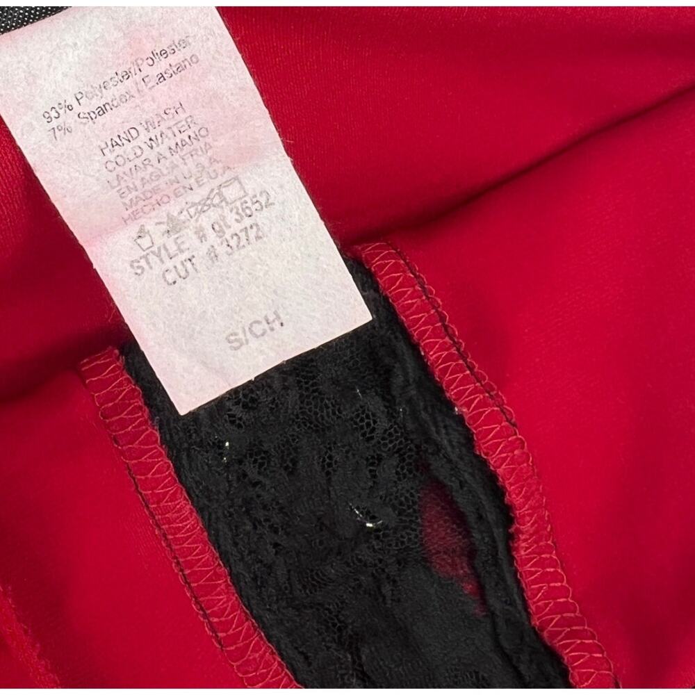 Y2k Vintage Lace Front Corset Strapless Tube Top Ruffle Red Size Small - Picture 5 of 6